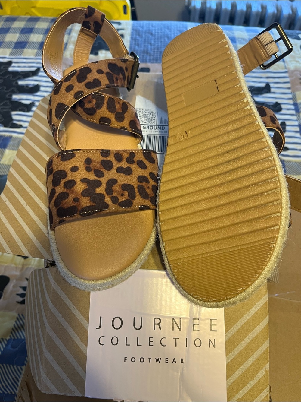 Journee Collection Leopard Print Tan Espadrille-Style Sandals